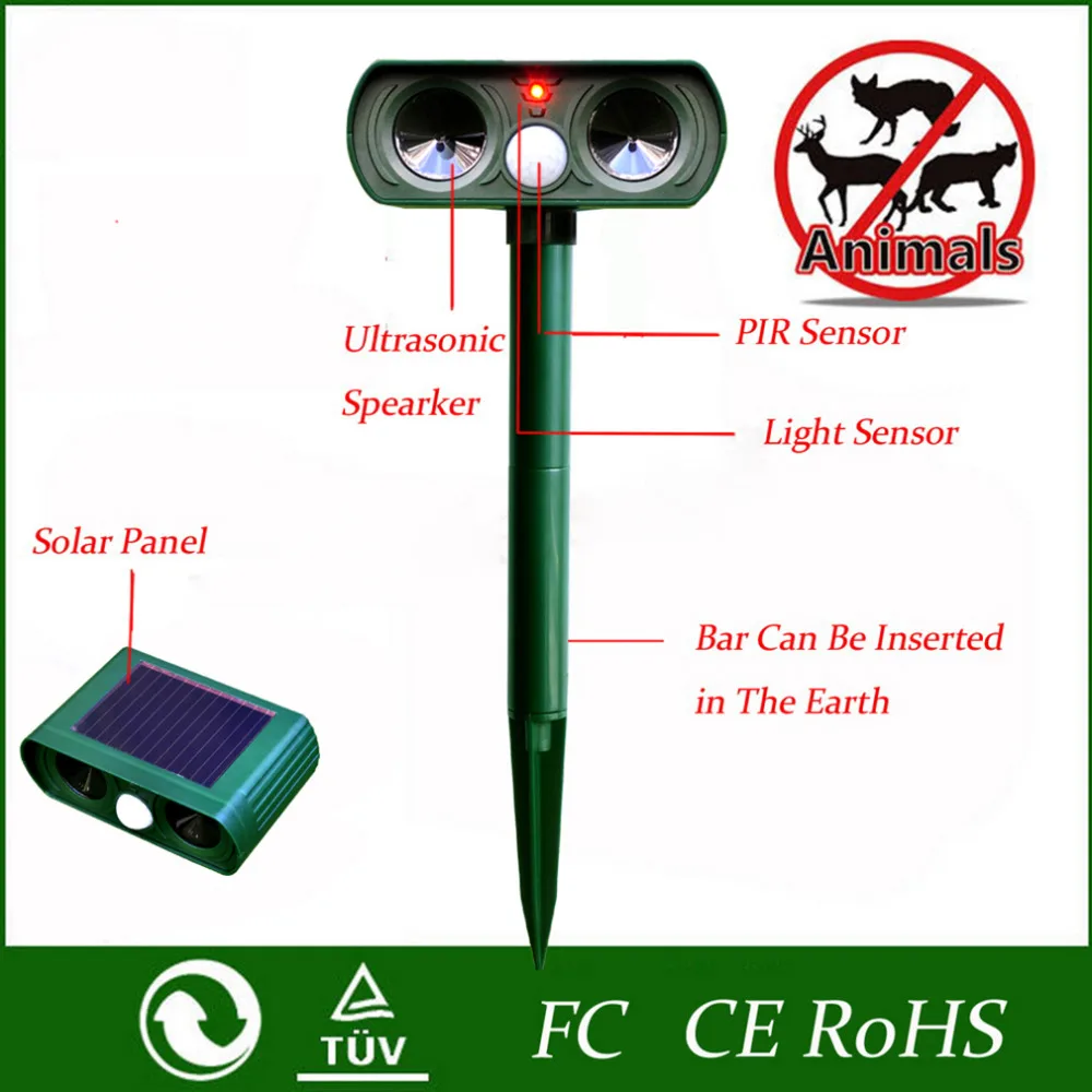 2018 Новый высокое качество зеленый сад кошка собака Отпугиватель вредителей солнечной Мощность ультра Sonic Scarer пугать Отпугивания Животных