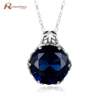 Newest Gorgeous Fashion PendantS Wedding Jewelry Created Sapphire Statement Women Necklaces Pendants Soild 925 Sterling Silver