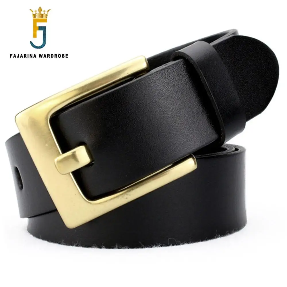 

FAJARINA Men's Luxury Fashion 100% Cow Skin Leather Mens Brass Clasp Buckle Cowhide Belts for Men Can Use for 10 Years NW0125