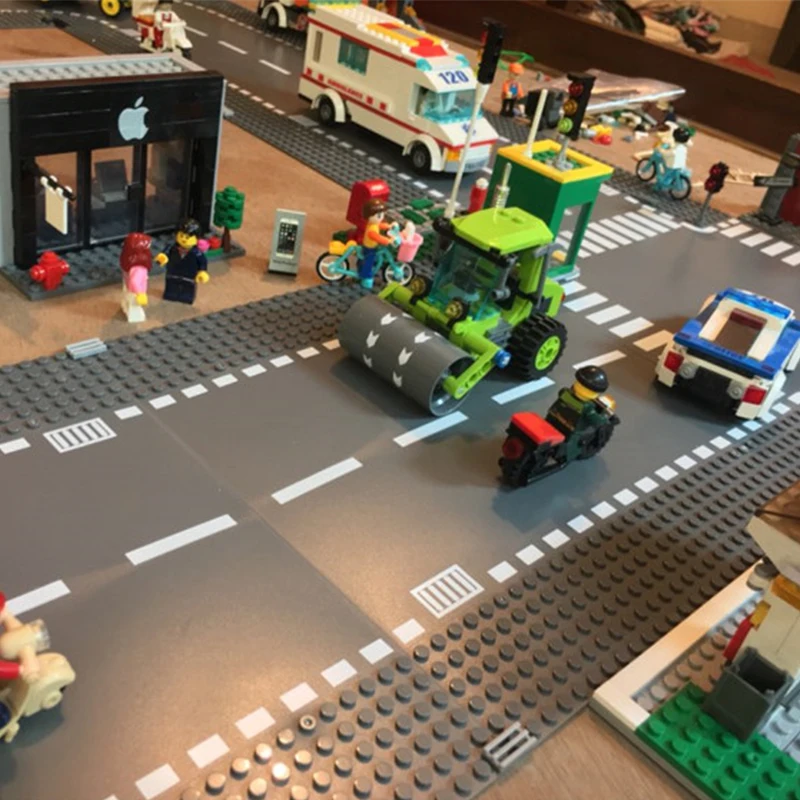 Классическая городская дорога улица Baseplate игрушка прямая перекладина кривая Т
