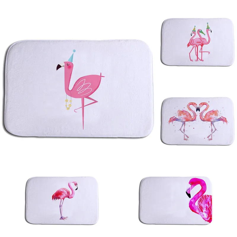 buy Cartoon Cute Flamingo Pad Welcome Door Mat Indoor Living Room Kitchen Blanket Bathroom Absorbent Pad Non Slip Quick Drying 3