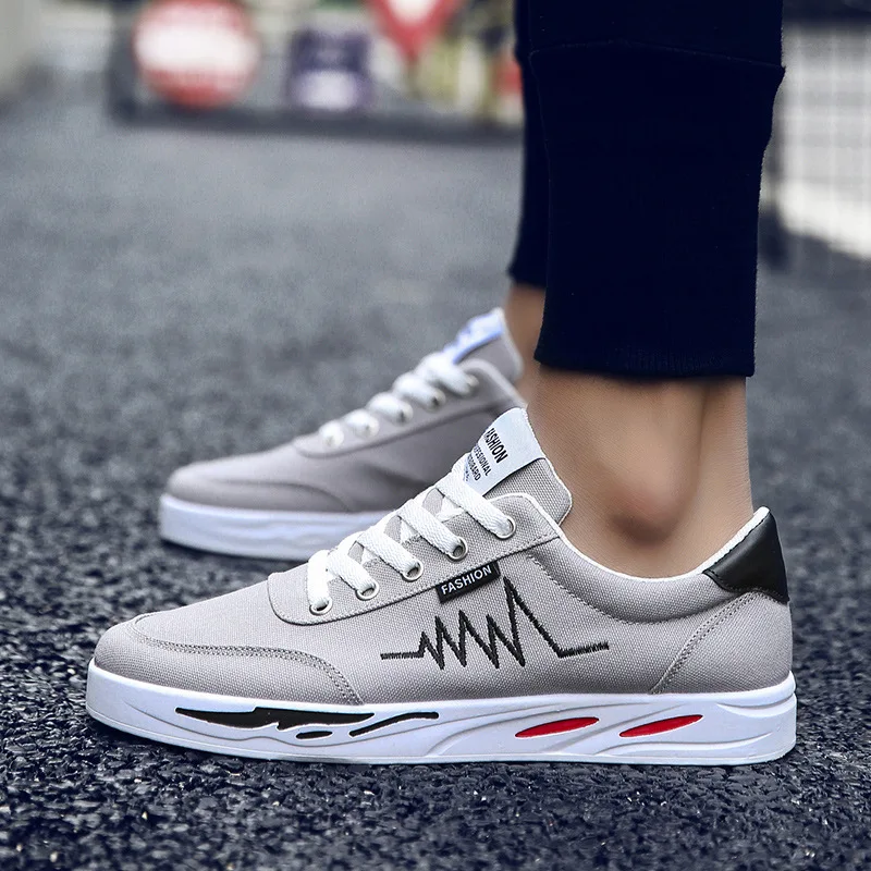 

Summer Men's Shoes Canvas Shoes Fashion Breathable Sports Shoes Lace Up Flat Sneakers Men Loafers Black White Chaussure Homme 2A