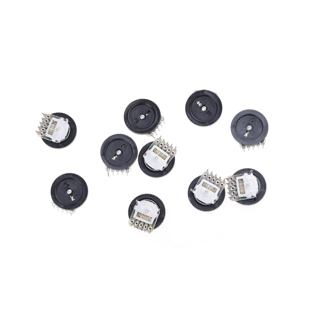 

10Pcs Wheel Duplex Potentiometer B103 16X2mm 10K Ohm Double Dial Taper Volume Wheel Duplex Potentiometer Wholesale