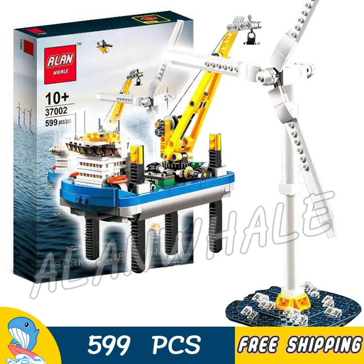 

599pcs Borkum Riffgrund 1 Windmill platform Sea Ocean 37002 Model Building Blocks Assemble Toys Bricks Compatible With Lego