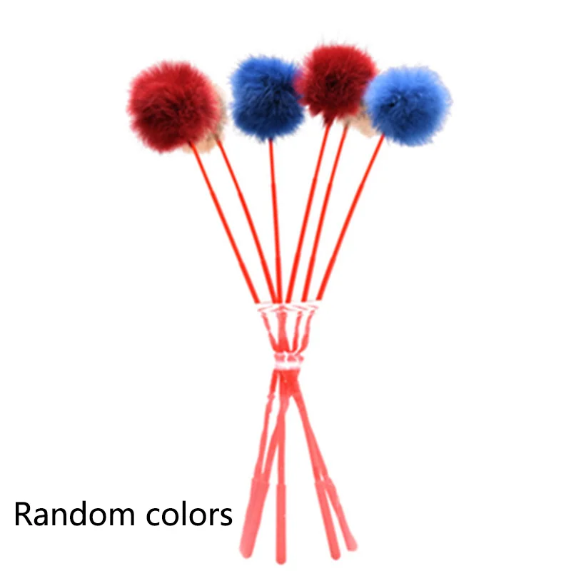 Распродажа 1 шт цветная ловушка прыгающая тизер палочка кошачья интерактивная игрушка мягкое плюшевое перо забавная игрушка для домашних животных Товары для домашних животных случайный цвет - Цвет: Color Random