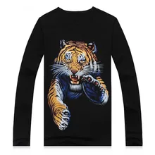 2016 Newest Animal font b Tiger b font wolf printed creative Long sleeve t shirt 3d