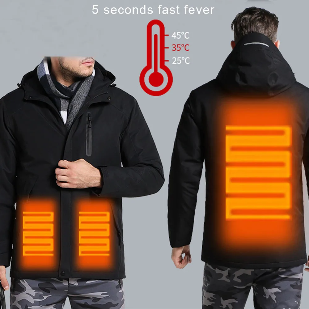 

Men Women Winter Thick Cotton USB Heating Jacket Outdoor Waterproof Heating Vest Hiking Camping Trekking Climbing Coats