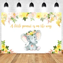 Elephant Backdrop for Photography Newborn Baby Shower Photo Background Yellow Flowers Backdrops Princess Supplies Prop Photcall