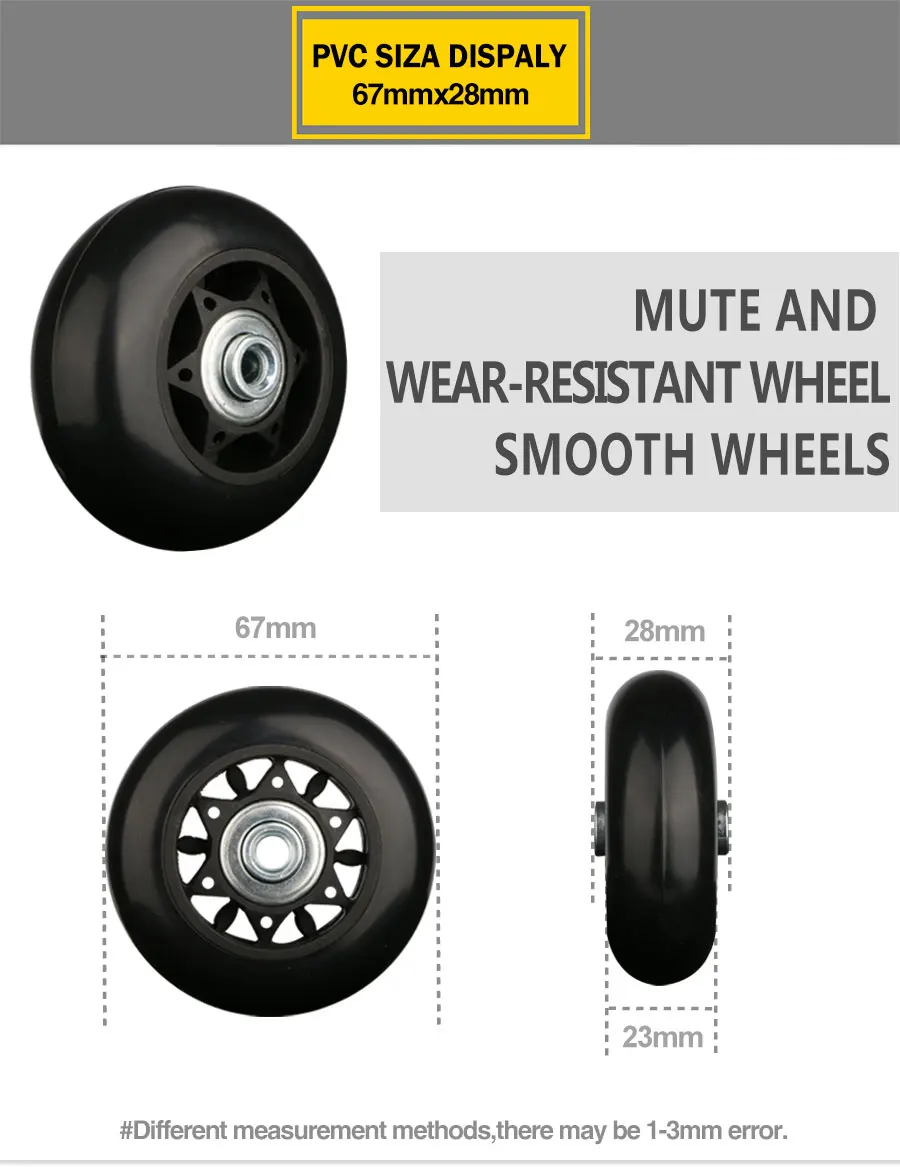 Багажный ремонт, аксессуары для путешествий, колесики для чемоданов, черный ПВХ, 67 мм* 28 мм, одиночный пароль, износостойкие колесики