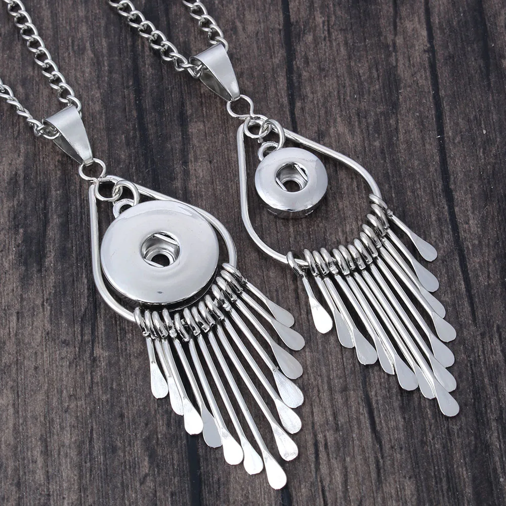 

2019 New Snap Jewelry Snap Button Necklace Tassel Necklace for Women Fit DIY 12mm or 18mm Snap Buttons Jewelry For Women