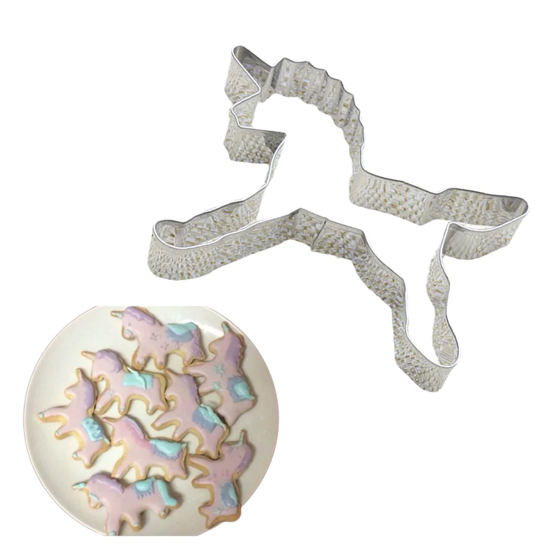 

new Unicorn Cookie Cutter Tools Egg Shape Vegetable Biscuit Baking Mold Stainless Steel Home