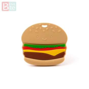 

Bite Bites 1pc Baby Alive Silicone Hamburger Teether Materials Nursing Sensory Toy Mom Jewelery Pendant