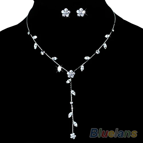 Свадебное колье с цветами и стразами для подружки невесты 022F|rhinestone necklace set|necklace
