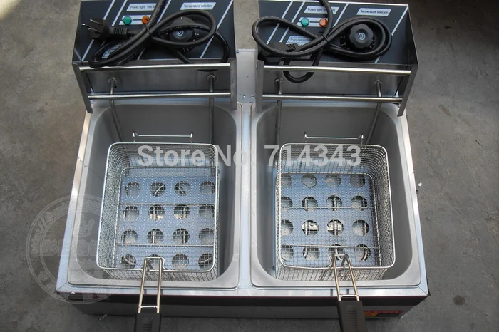 Ry-Df82 12l Desktop Double Fryer Counter Top Electric 2 Tank Fryer (2 Basket) Frying Pan 2 Tank Fryer*6l
