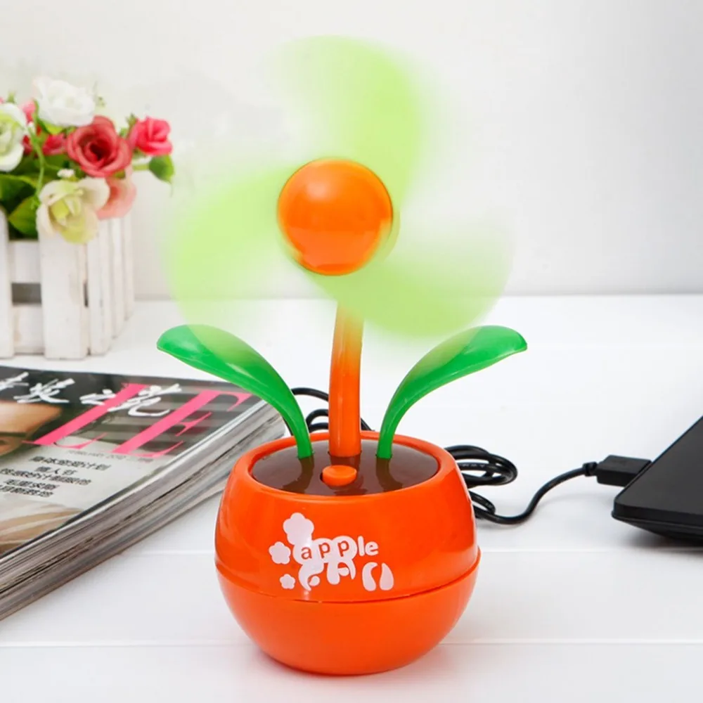 

Apple Flower Leafless Fan USB Battery Dual Creative Air Conditioning Fan Bladeless Mute No Leaf Desk Fan For Summer A Gift