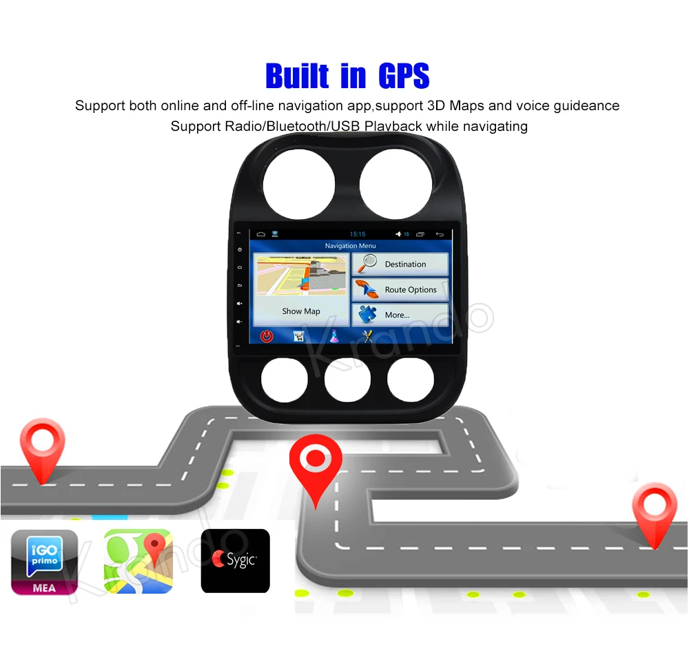 Cheap Krando Android 8.1 10.1" Full touch car multimedia system for Jeep COMPASS / Patriot 2007+ player gps navigation system wifi 2