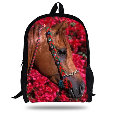 16-дюймовый шпилька для подростков, школьный рюкзак для детей, мальчиков Лошадь рюкзак зоопарк Животные школьная сумка для детей девочек Mochilas