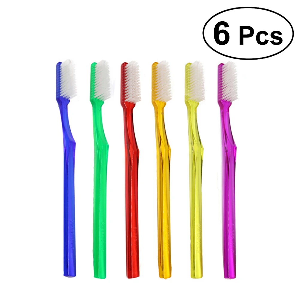 

6pcs Premium Manual Hard Bristles Toothbrush for Adult Teeth Stain Cleaning (Random)