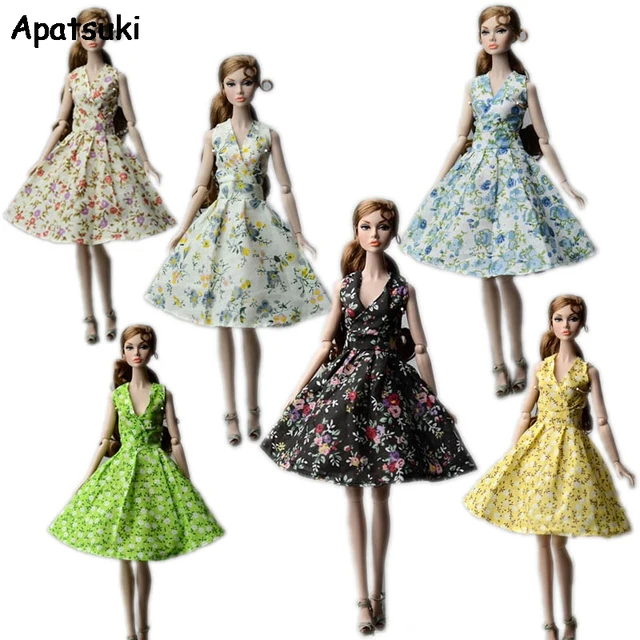 Moda Roupas Roupas de Boneca Para Boneca Barbie Vestido de Festa Amarelo  Top & Floral Midi Saia 1/6 Bonecas Acessórios Brinquedo de Criança -  AliExpress