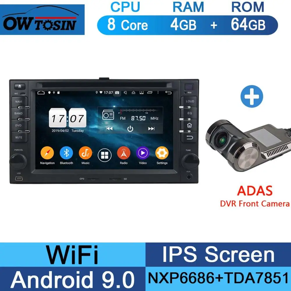 6" IPS 8Core 4G+64G ROM Android 9.0 Car DVD Player For Kia CEED Cerato Carens Carnival Lotze Morning Rio Optima DSP Multimedia - Цвет: 64G Adas Camera