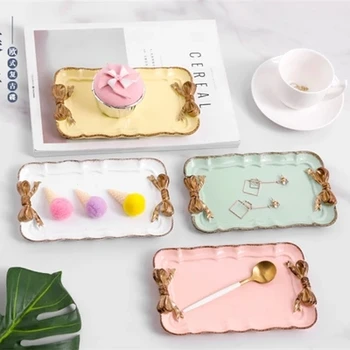 

Household large creative rectangular jewelry display dish dessert heart set tray personalized tableware