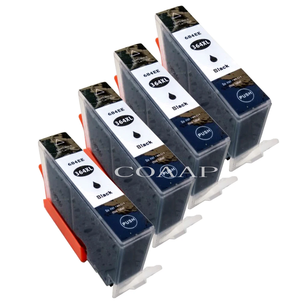 4x Compatible hp364 Black Ink Cartridges For HP Photosmart 5510 5520 Deskjet 3070A 3520 