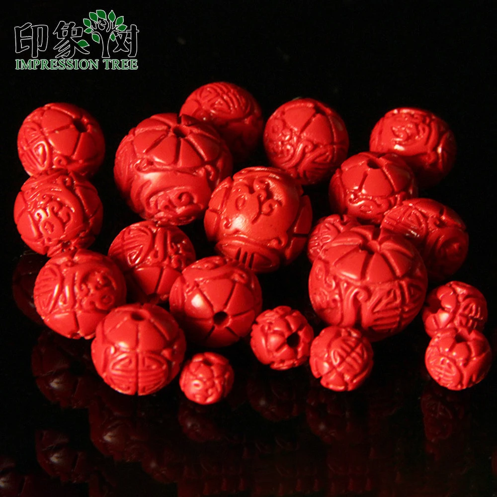 50/10 шт./лот 6/8/11/14 мм резьба вручную красные бусины Cinnabar для самостоятельного