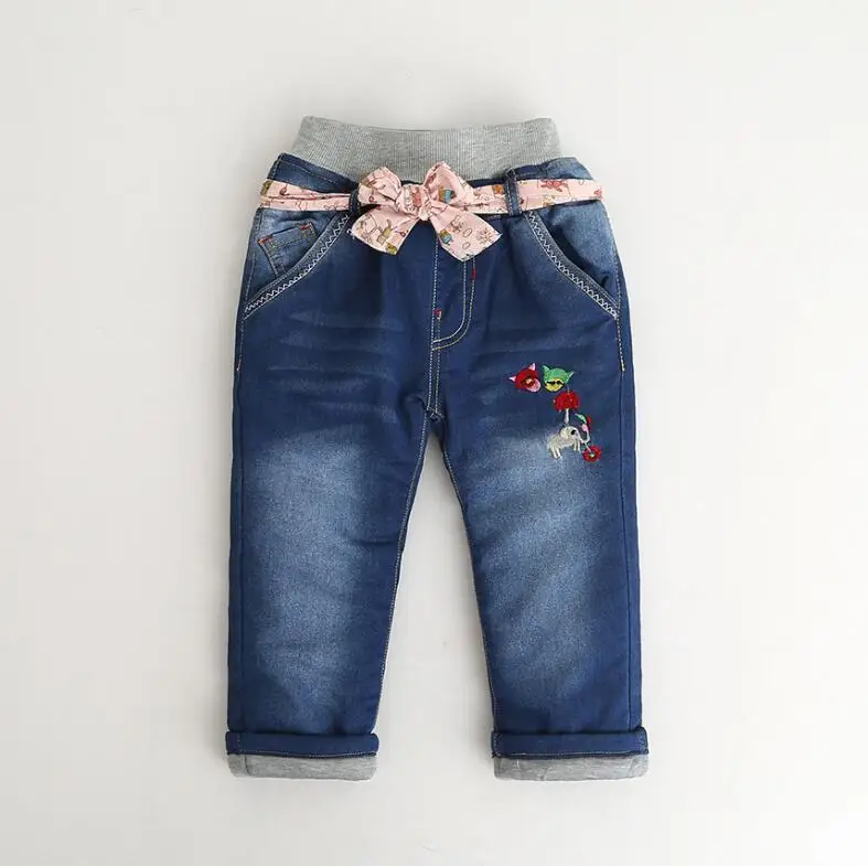 

00831 Autumn Baby Pants For Girls Pants Jeans Flower Toddler Denim Fashion Girls Clothes Lolita Baby Clothe Worm Pants For Girls