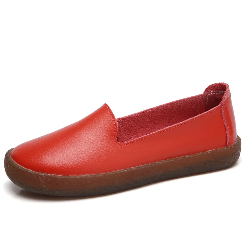 Женская обувь на плоской подошве; повседневные женские лоферы без застежки; сезон весна-осень; удобные мокасины синего цвета; женская обувь; коллекция года; большие размеры; VT244 - Color: red