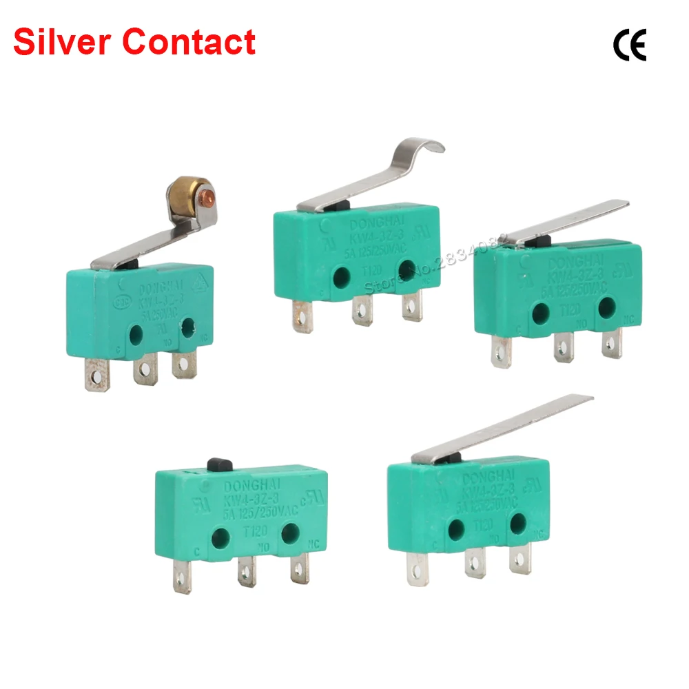 

3A 5A 125V 250VAC Micro Limit Switches NO NC COM 3 pins SPDT Roller Arc Long Level Switch 17mm 29mm Silver Contact Microswitches