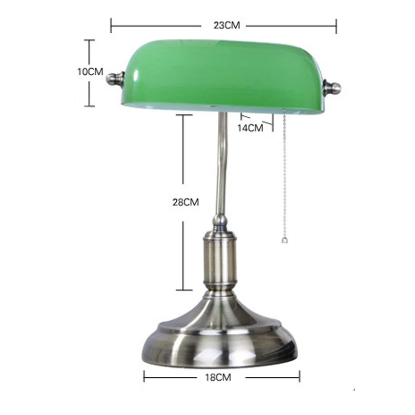 Китайский стиль, Ретро Настольная лампа с выключателем с вытяжной цепью, стеклянный абажур, металлическая основа, прикроватная лампа для спальни, для учебы, офиса, настольная лампа