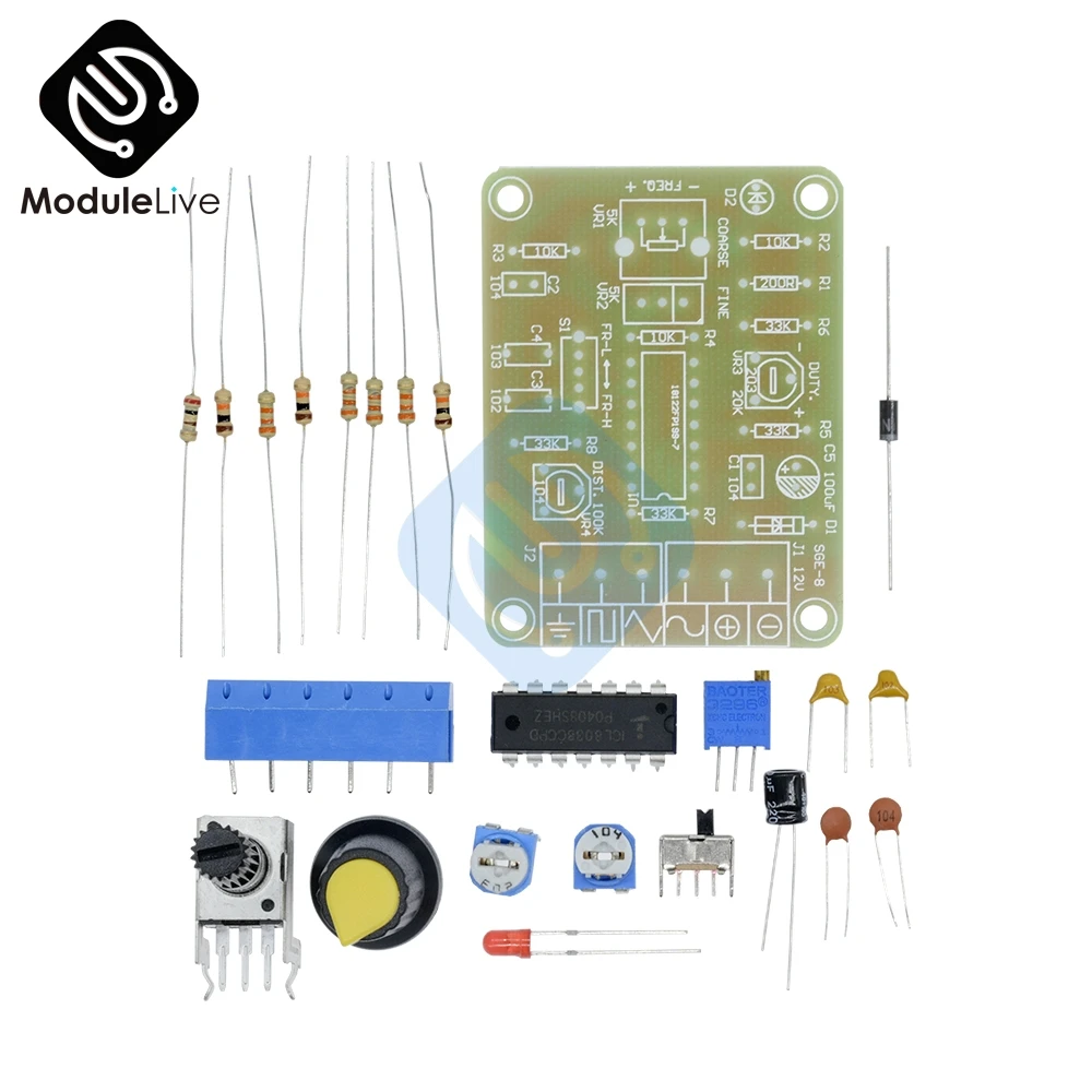 1 компл. ICL8038 монолитная функция генератор сигналов модуль DIY Kit синус квадратный треугольник электронная доска DC 12 В квадратная волна