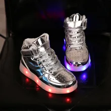 

Kids Light Shoes Silver Gold 25-36 USB Charger Glowing Sneakers Led Children Light Shoes Boys Girls illuminated Luminous Sneaker