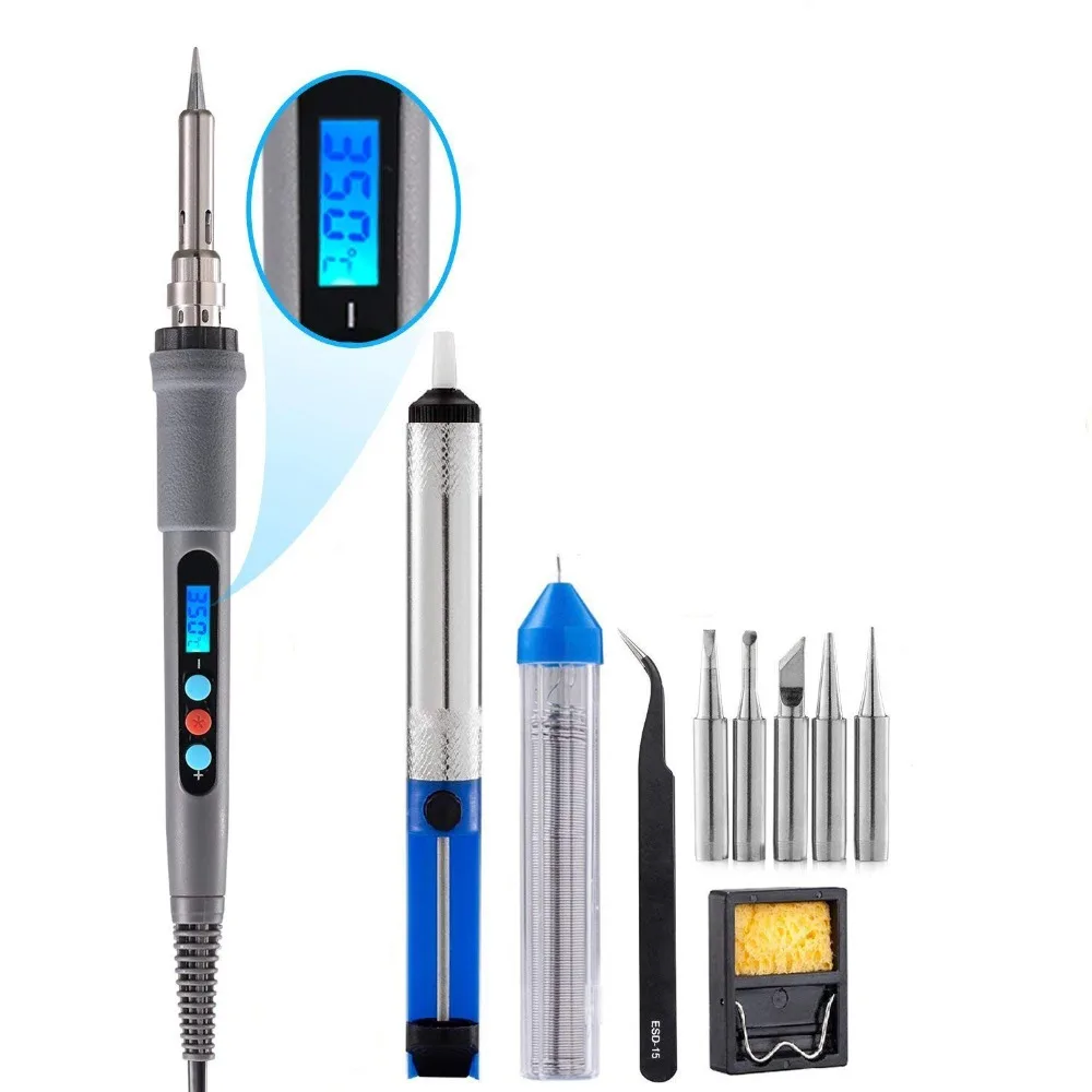 

Adjustable Temperature Electric Soldering Iron 220V 110V 60W Welding Solder Rework Station Heat Pencil 5pcs Tips Repair Tool