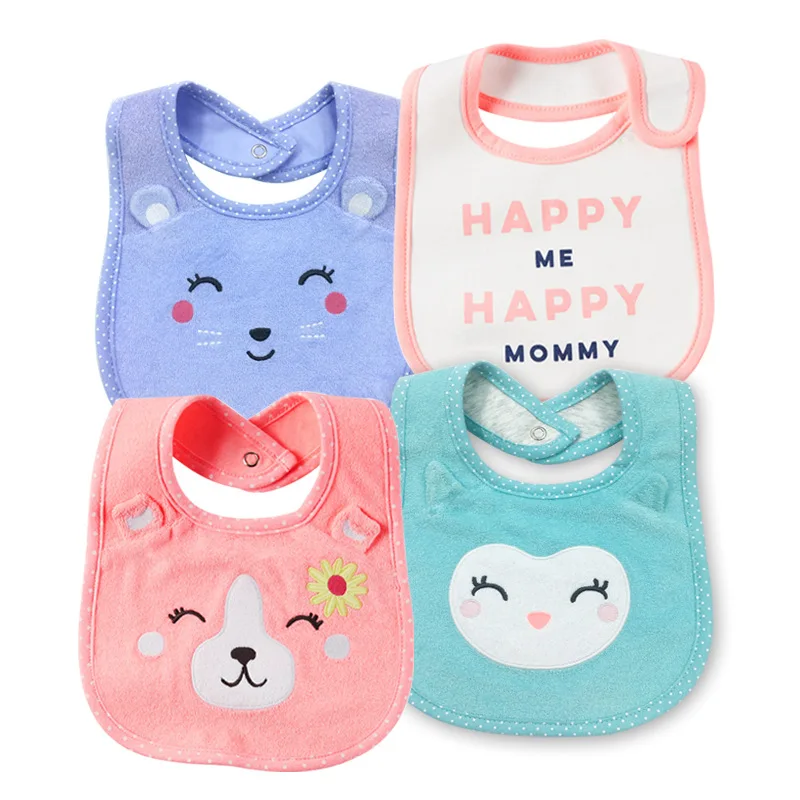 baby boys and girls bibs children's cotton waterproof snap button adjustable baby bib baby