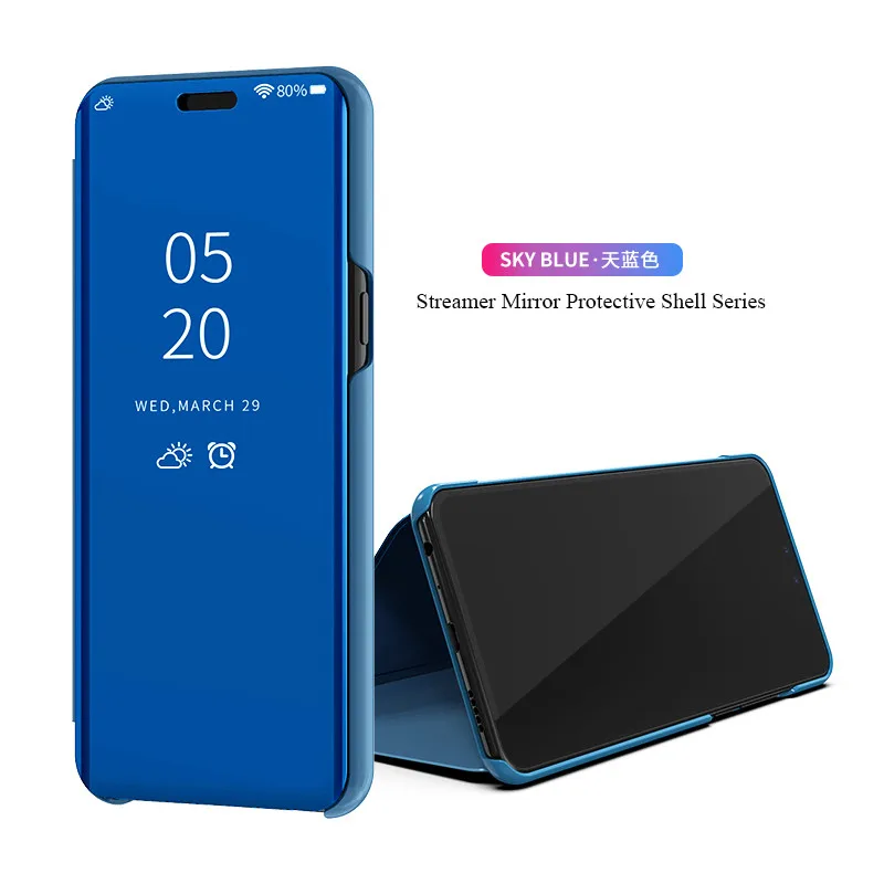 Сенсорный Чехол-книжка чехол для samsung Galaxy A7 A9s A6s A9 Star Lite A6 A8 плюс A3 A5 A7 зеркало 360 Защита подставка для телефона - Цвет: Sky Blue
