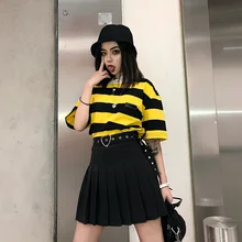 Любовь пояс с высокой талией пояса Сексуальная Колледж девушка Для женщин плиссированные мини-юбка Готическая Лолита Kawaii корейский японский Harajuku Студенческая 90 s