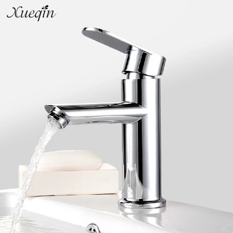 Xueqin Home Kitchen Bathroom Basin Sink Water Faucet Single Handle Hot Cold Water Mix Faucets Washbasin