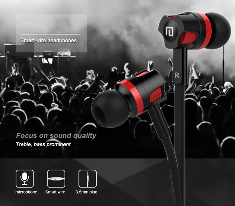 Icoque Wired In Ear Earphone 3.5mm Hifi Music Stereo Sound Super Bass Earbuds with Mic for iPhone 6 5 Xiaomi Flat Cord Heaphones (2)
