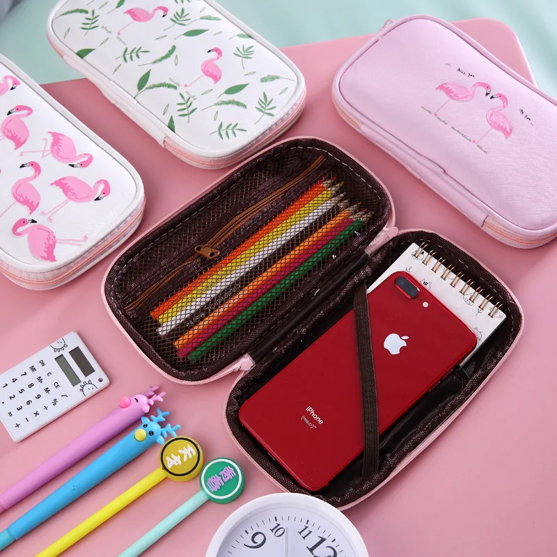 1 шт Kawaii розовый Фламинго пенал многофункциональный молнии кожа Pencilcase Pen Сумка для студентов подарок Симпатичные школьные канцелярские