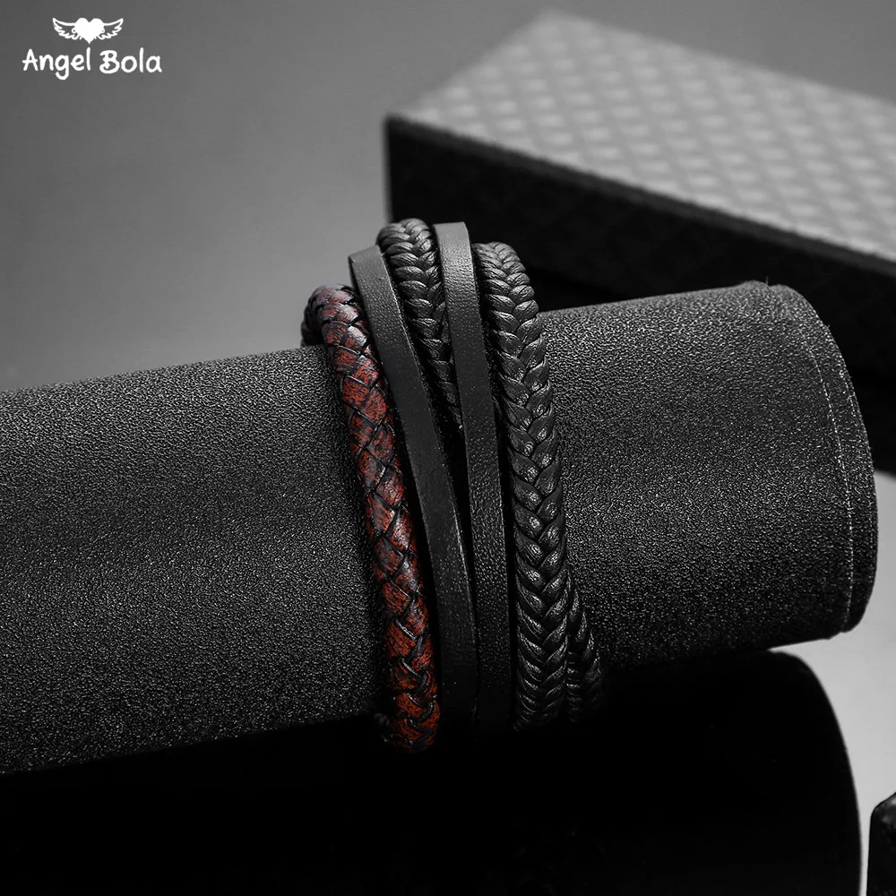 Ручной работы ювелирные изделия кожа Плетеный веревка браслет с Буддой обертывание Многослойные мужские браслеты и браслеты для женщин