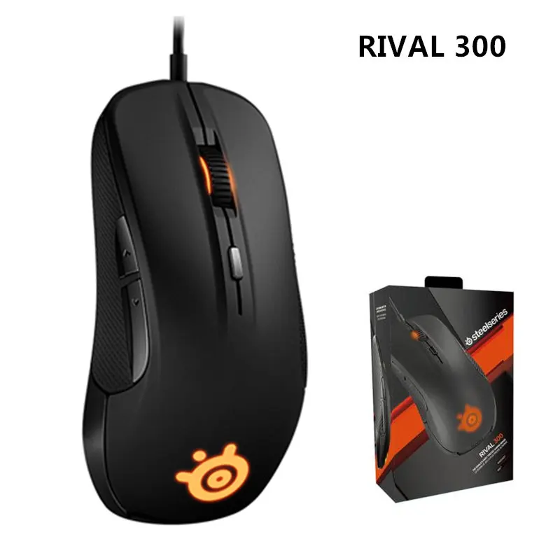 Оригинальная игровая мышь SteelSeries Rival 300S Rival 300 Проводная 7200 dpi RGB светодиодный логотип оптическая мышь геймерская USB мышь для Dota 2 - Цвет: Rival 300 Black