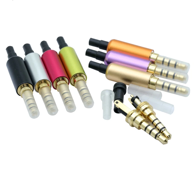 

10Pcs Aluminum 3.5mm Jack 4Pole Gold-plated Earphone Adapter with Tail plug clamps Cable clip For DIY Stereo Headset Earphone
