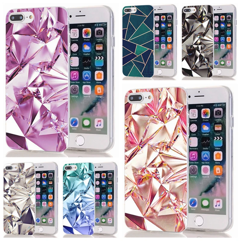 ТПУ Роскошный для iPhone 6 7 8 Plus мягкий TPU чехол дизайн ослепительный мрамор алмаз X XS