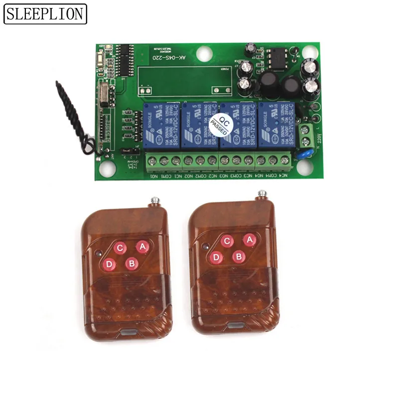 110V 220V 240V 4CH RF Wireless Remote Relay Switch Receiver Security Garage Doors Lamps 85-250V Switch Remote Control (2)