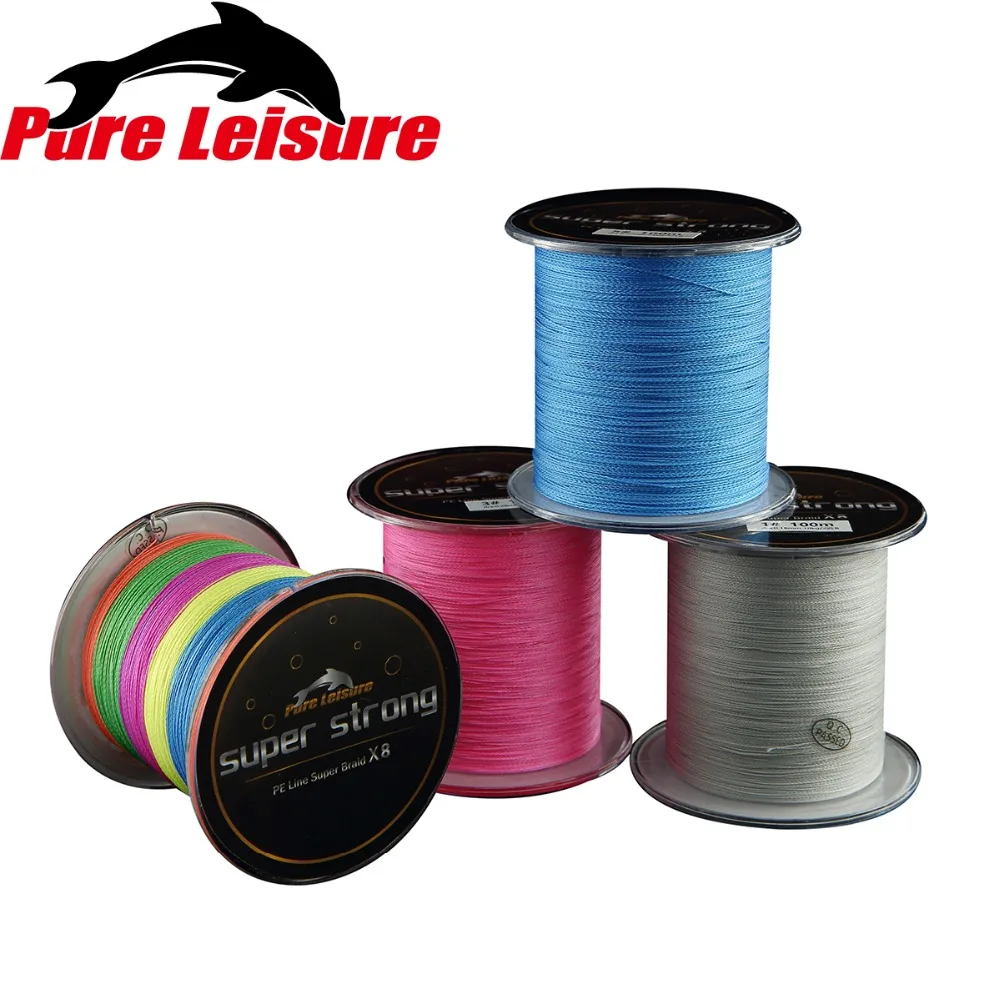 

PureLeisure Free shipping 8Stands Pescar Fish Line Super Strong Japanese 100m Multifilament PE Braided Fishing Line Gevlochten