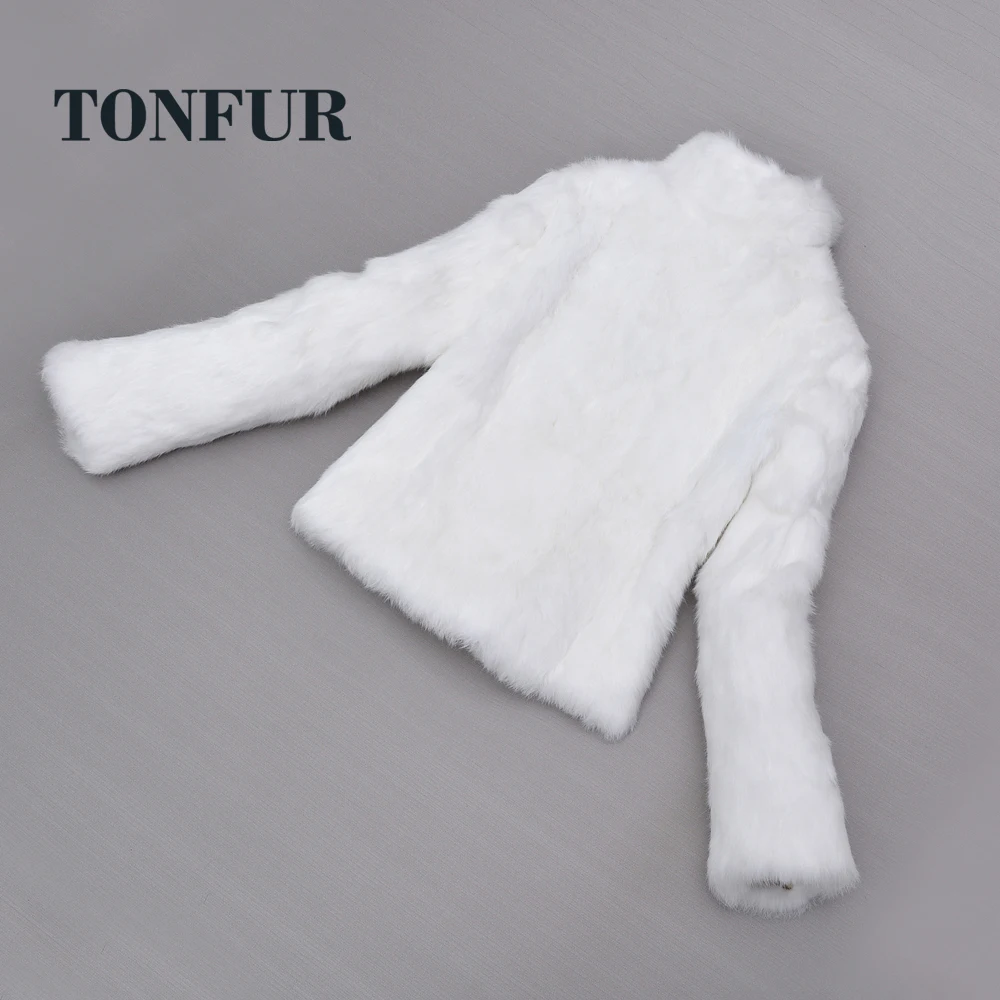 women's puffer jacket Top Selling Women Classical Casual Mandarin Collar Genuine Real Rabbit Fur Coat Handmade Customize Natural Fur Jacket KSR272 women's down coats & jackets