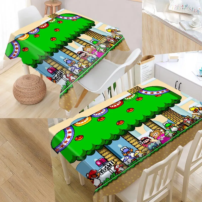 QAZ007J Пользовательские Супер Марио скатерть водонепроницаемый маслостойкие обеденный стол покрытие домашний текстиль больше размер - Цвет: Tablecloth