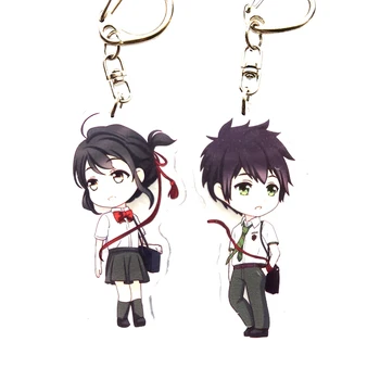 

2pcs/set Double Print Kimi no na wa Anime Your Name Keychain KeyringTachibanaTaki Miyamizu Mitsuha Portachiavi Bag Pendant Gift