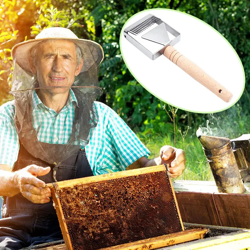 

Stainless Steel Bee Hive Uncapping Honey Fork Scraper Shovel Beekeeping Tool AI88